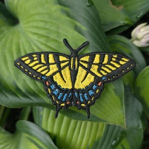 Eastern Tiger Swallowtail Butterfly Patch 2.5"x4". (Papilio glaucus) Embroidered Iron On Patch.