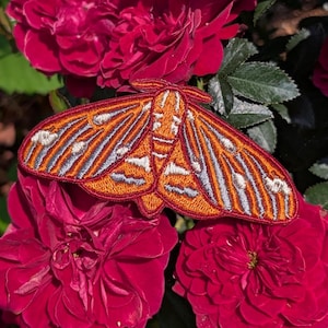 Regal Moth Patch 2&quot;x4&quot;. (Citheronia regalis) Embroidered Iron On Patch.