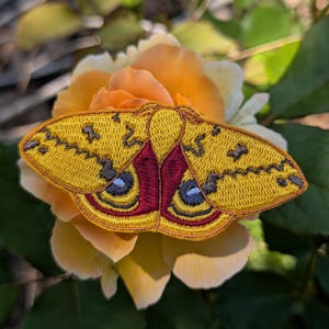 Io Moth Patch 2&quot;x3.3&quot;. (Automeris io) Embroidered Iron On Patch.