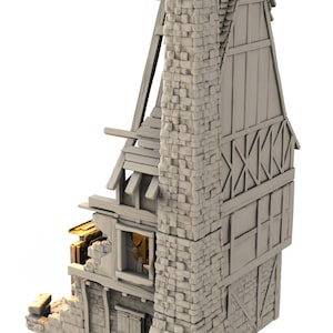 Tafelblad RPG-terrein - Vernietigde residentie - Magische winkel - Dungeons and Dragons - Pathfinder - Digitale STL