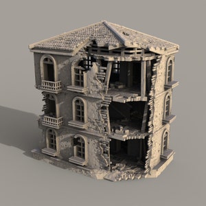 Bordspelsterräng - Skadad spansk boning - Dungeons and Dragons - Pathfinder - Digital STL