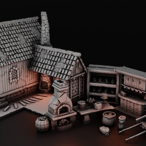 Tafelblad RPG-terrein - Town Bakery - Dungeons and Dragons- Pathfinder - Digitale STL