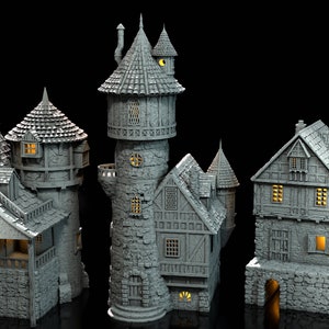 Tabletop RPG Terrain - Townhouses Bundle - Dungeons and Dragons - Commercial Digital STL Licence