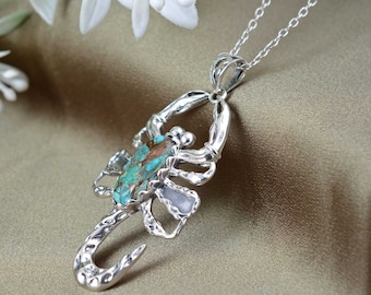 Colgante de Escorpio, collar de plata del zodiaco Escorpio para mujer, colgante de regalo de cumpleaños del zodiaco, colgante bohemio, regalo para él, joyería de Escorpio
