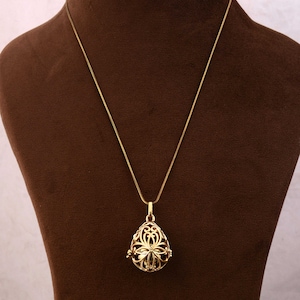 Harmony ball necklace in gold plated or silver plated with initial letter , engraving medallion l Gift idea Future mom l pregnancy bola