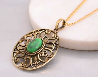 Handcrafted Brass Pendant Necklace: Boho Minimalist Jewelry