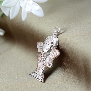 14K Solid Silver Ganesha Necklace, Silver Ganesha Pendant, Hindu Jewelry, Remover Obstacles, Lord Ganesha, Spiritual Gift, Elephant Gods