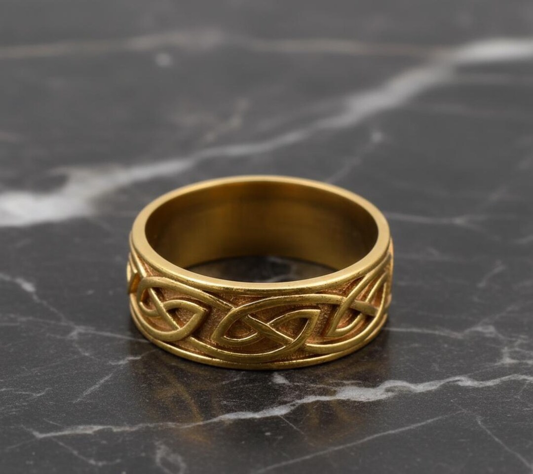 Gold Brass Celtic Knot Ring, Eternal Infinity Band, Minimalist Jewelry ...