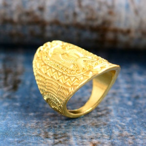 Handmade Ring, Gold Statement Rings, Large Rings, Boho Ring, Bohemian Ring, Unique Ring, Full Finger Ring, Vintage Ring, Summer jewelry