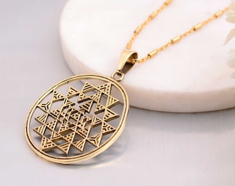 Shri Yantra Pendant, Sri Yantra Mandala, Handmade Vedic Amulet, Sacred Geometry Necklace, Spiritual Talisman