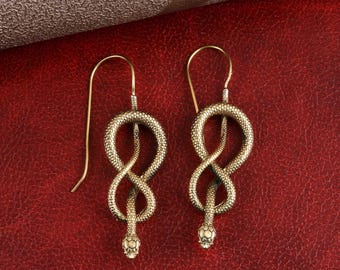 Messing Schlange Ohrringe, Boho Statement Schmuck