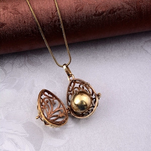 Harmony ball necklace in gold plated or silver plated with initial letter , engraving medallion l Gift idea Future mom l pregnancy bola
