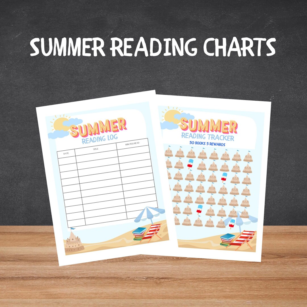 Summer Reading Charts INSTANT DOWNLOAD Reading Log for Kids Summer ...