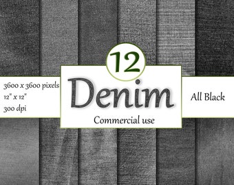 12 high resolution black Denim Digital Papers to be used for you creative projects. Instant download and commercial use license