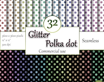 32+2 seamless glitter dots digital papers. Easy to use high quality papers with instant download and commercial use