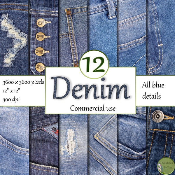12 high resolution Denim with details Digital Papers to be used for you creative projects. Instant download with commercial use license