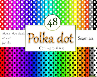 48 polka dot seamless digital papers. Easy to use high quality papers with instant download and commercial use