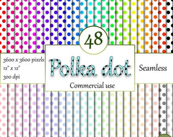 48 polka dot seamless digital papers. Easy to use high quality papers with instant download and commercial use