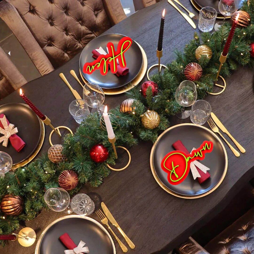 Christmas Place Setting,custom Place Cards,christmas Name Tag,name ...