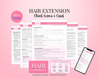 Moduli di consultazione per extension per capelli modificabili / Moduli per clienti del salone - Modelli Canva