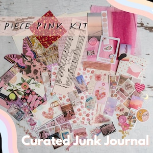100 pc 50pc Pink Curated Junk Journaling Kit, BUJO, Journal Ephemera, Scrapbooking, Penpal Stationery, Bundle, Vintage Art, Paper Gift