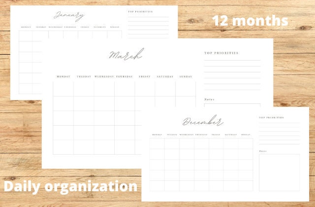 Printable Modern Minimalistic Planner Monthly Planner PDF Digital 2023 ...