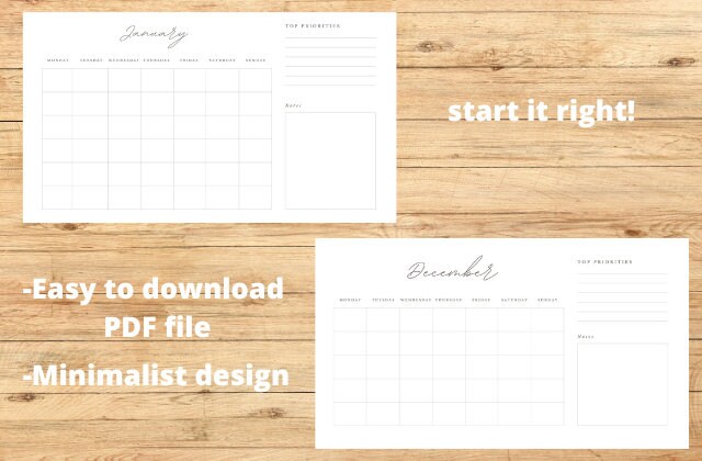 Printable Modern Minimalistic Planner Monthly Planner PDF Digital 2023 ...