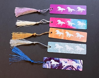 Galloping Horses Metal Bookmark | Tasseled Bookmark