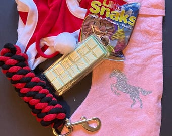 FILLED Horse Christmas Stocking | Treats for horse/pony | Christmas ear bonnet