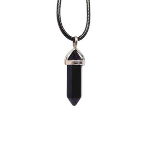 Powerful Black Obsidian Double Point Pendant, Healing and Balance, Crystal Necklace, Energy Jewellery. Black Obsidian Pendant, Tiger eye.
