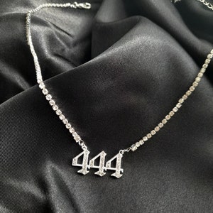 444 Necklace, Angel Numbers Tennis Necklace, 444 Pendant, Tennis Necklace, Sparkling crystals, Symbolic Necklace, Gift, 444 Accessories,