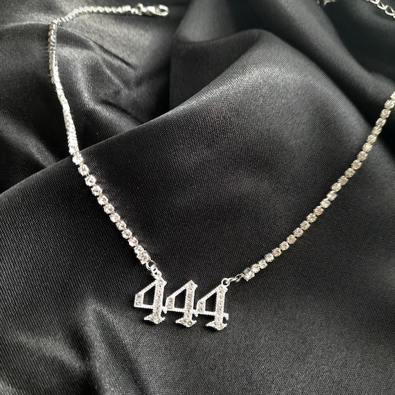 アンクレット 444 Necklace, Angel Numbers Tennis Necklace, 444 Pendant, Tennis