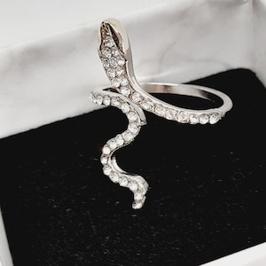 Snake Wrap Around Ring, with gemstones. Adjustable Statement Ring, Serpent Jewelery, Unisex Ring, Gift for Snake Lovers,  snake ring,