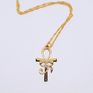 Eye of Horus and Ankh Necklace, Egyptian Jewellery, Ancient Symbol Pendant, Egypt Gift, Spiritual Accessories