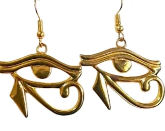 Oorbellen Eye of Horus, sieraden met Egyptisch symbool, boze oog-hangoorbellen, statement-oorbellen voor vrouwen, sieraden in Egyptische stijl.