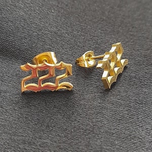 Angel Numbers stud earrings 14c Gold plated, Numerology Jewellery, Symbolic earrings, 222, 777,  444 stud earrings, Angel Numbers earring.