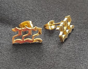 Engel Zahlen Ohrstecker 14c vergoldet, Numerologie Schmuck, Symbolische Ohrringe, 222, 777, 444 Ohrstecker, Engel Zahlen Ohrring.