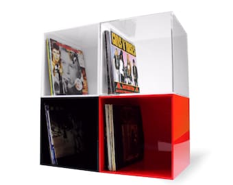 Vinyl LP 12" Record Storage Box Fully Assembled & Stackable Rack Clear Acrylic