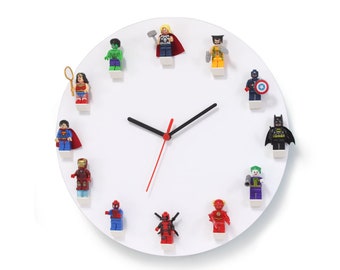 Lego Minifigure Clock Unique Gift Idea Kids Adults Collector Round