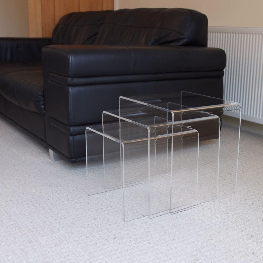 Acrylic Table Clear Acrylic Nesting Tables Set Of 3 - Modern Square ...