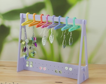 Mini Wardrobe Hanger Earring Display Storage Multiple Colours Purple