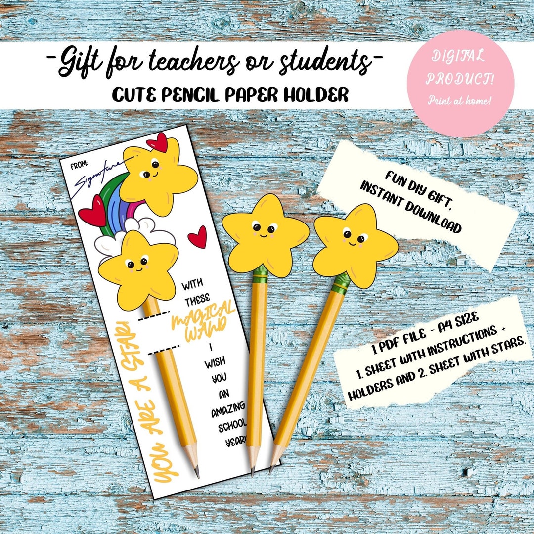 Printable Pencil Holder INSTANT DOWNLOAD Gift Tag Favors - Etsy Australia