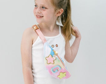 Personalized Kids Nylon Fanny Pack | Chenille Letter Patch Fanny Pack | Custom Kids Belt Bag | Kids Mini Fanny Pack | Crossbody Patch Bag