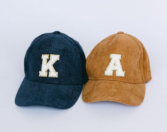 Personalized Corduroy Baseball Hat | Vintage Adjustable Hat | Chenille Patch Baseball Cap | Custom Corduroy Hat | Patch Baseball Hat