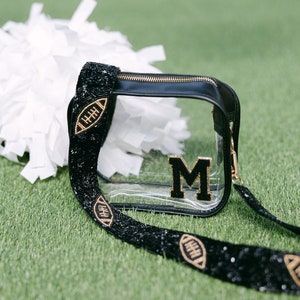 Stadium Clear Crossbody Bag | Custom Game Day Bag | Clear Stadium Bag |  Game Day Strap | Concert Purse | Chenille Letters Patches