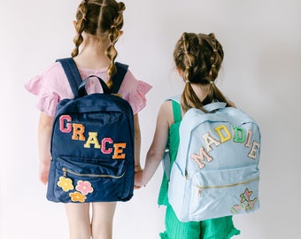 Personalized Nylon Backpack | Customizable Chenille Patch Bag | Kid Backpack | Back to School Bag | Personalized Gift | Custom Patches Bag