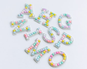 Bead Letter Patch | Cotton Candy Letter Patch | Iron on Chenille Letter Patch | Glue on Chenille Patch | 2" Letter Patch | DIY Letter Patch