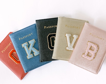 Personalized Passport Cover | Chenille Letter Patch Passport Cover | Passport Holder | Bride Passport Cover | Travel Wallet