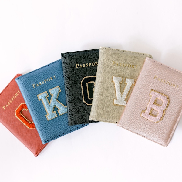 Personalized Passport Cover | Chenille Letter Patch Passport Cover | Passport Holder | Bride Passport Cover | Travel Wallet