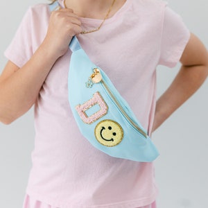 Personalisierte Kinder Nylon Bauchtasche | Chenille Buchstaben Patch Bauchtasche | Individuelle Kinder Gürteltasche | Kinder Mini Bauchtasche | Crossbody Patch Tasche